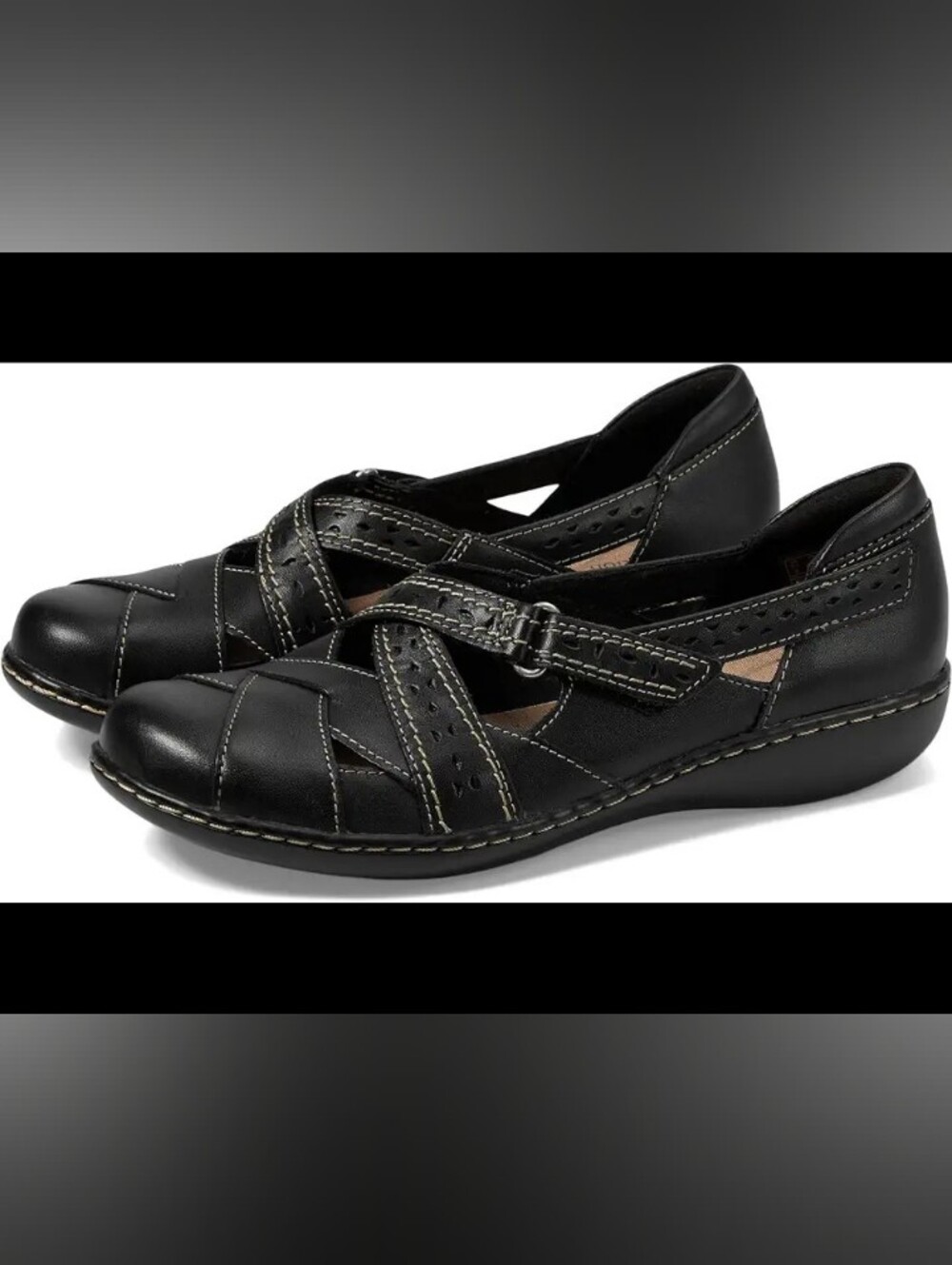 Clarks Black Leather Ashland Spin Q Black Loafers